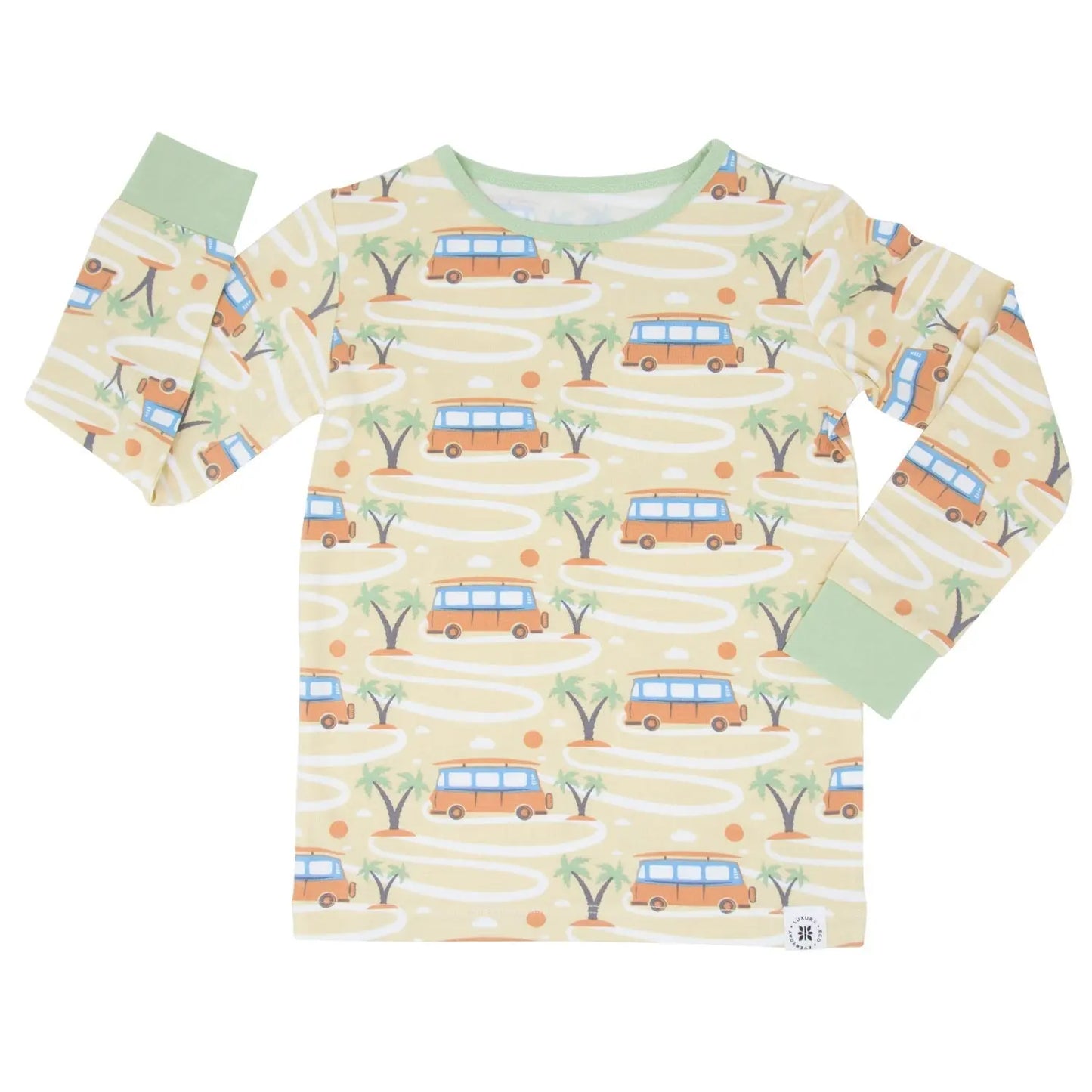 Big Kid Pajama Comfortable Long Sleeve Top and Long Pant with Cuffed Legs and Elastic Waistband Sweet Bamboo