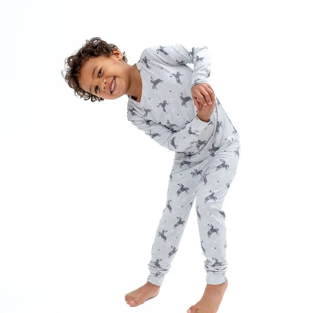 Big Kid Pajama Comfortable Long Sleeve Top Cuffed Legs Elastic Waistband Adorable Sleepwear Sweet Bamboo