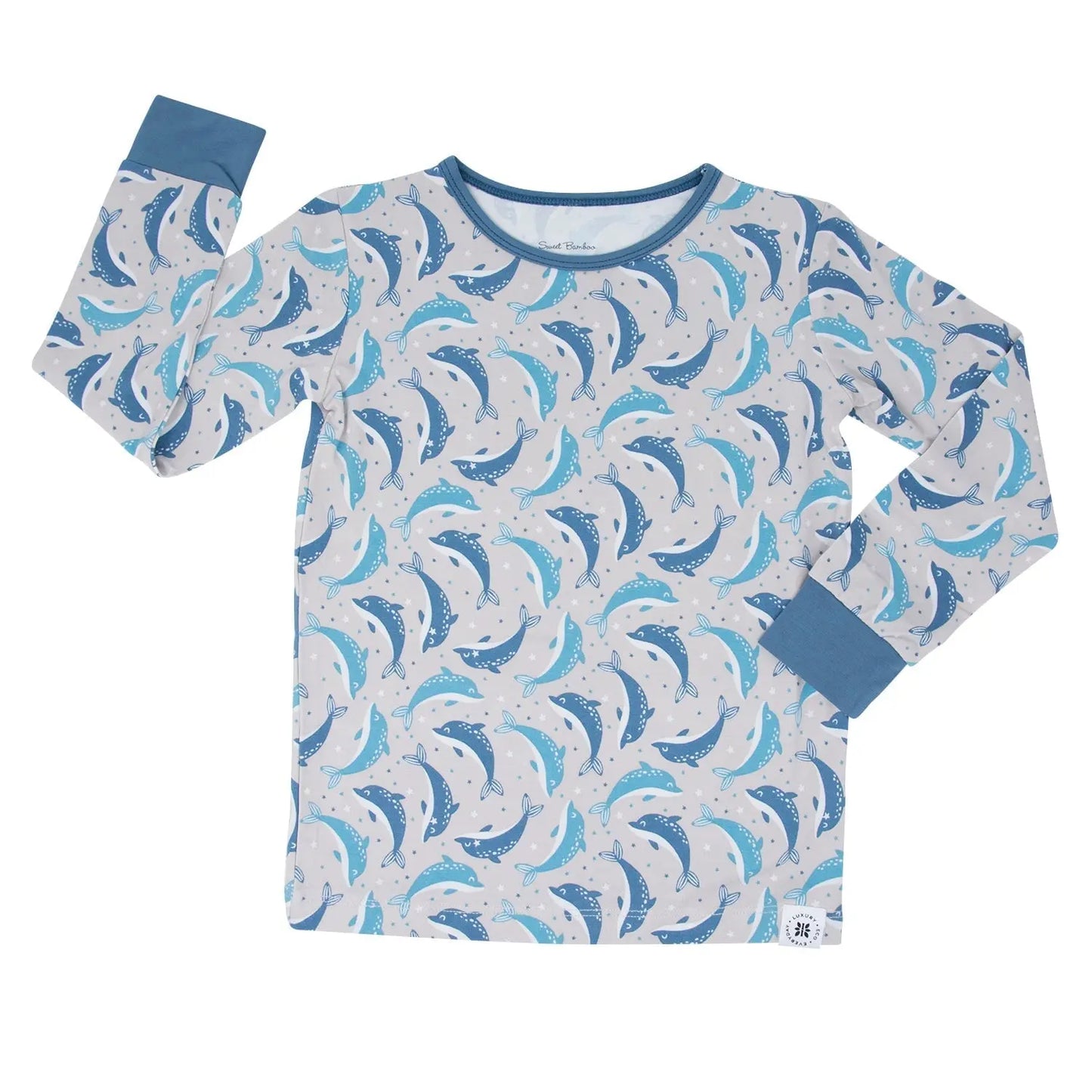 Big Kid Pajama Comfortable Long Sleeve Sleepwear with Cuffed Legs and Elastic Waistband Sweet Bamboo