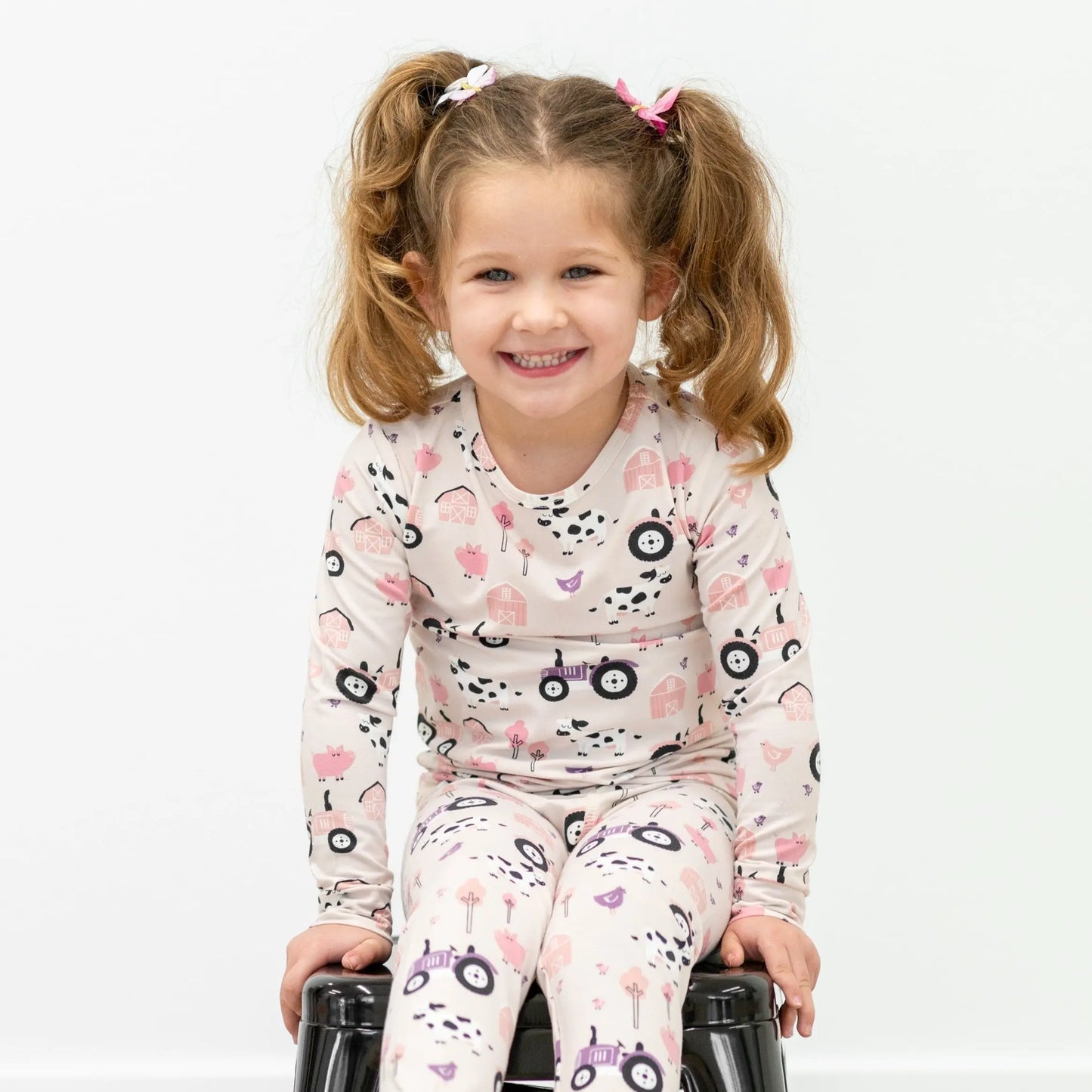Tractors And Cows Pajama Set For Kids Comfortable Long Sleeve Top And Pants Sweet Bamboo