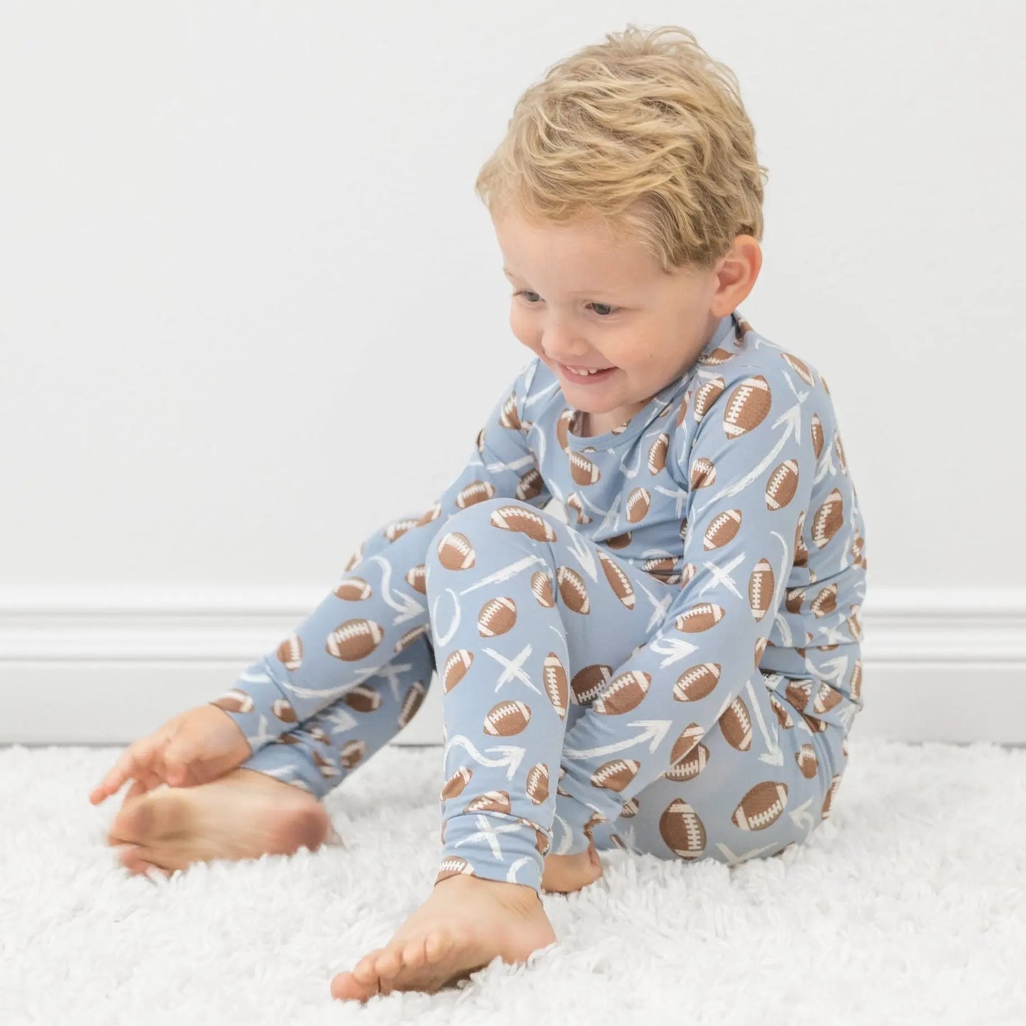 Big Kid Pajama Comfortable Long Sleeve Top and Pant Set Cuffed Legs Elastic Waistband Sweet Bamboo