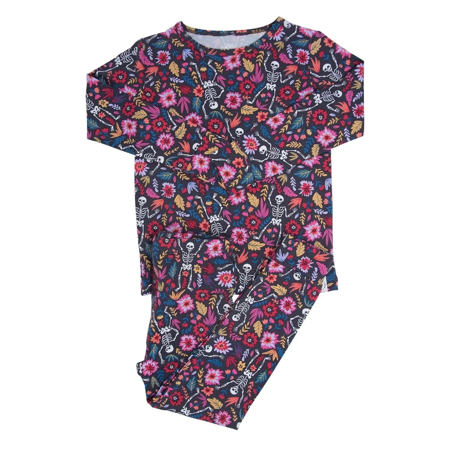 Big Kid Halloween Pajama Set with Long Sleeve Top and Cuffed Legs Sweet Bamboo
