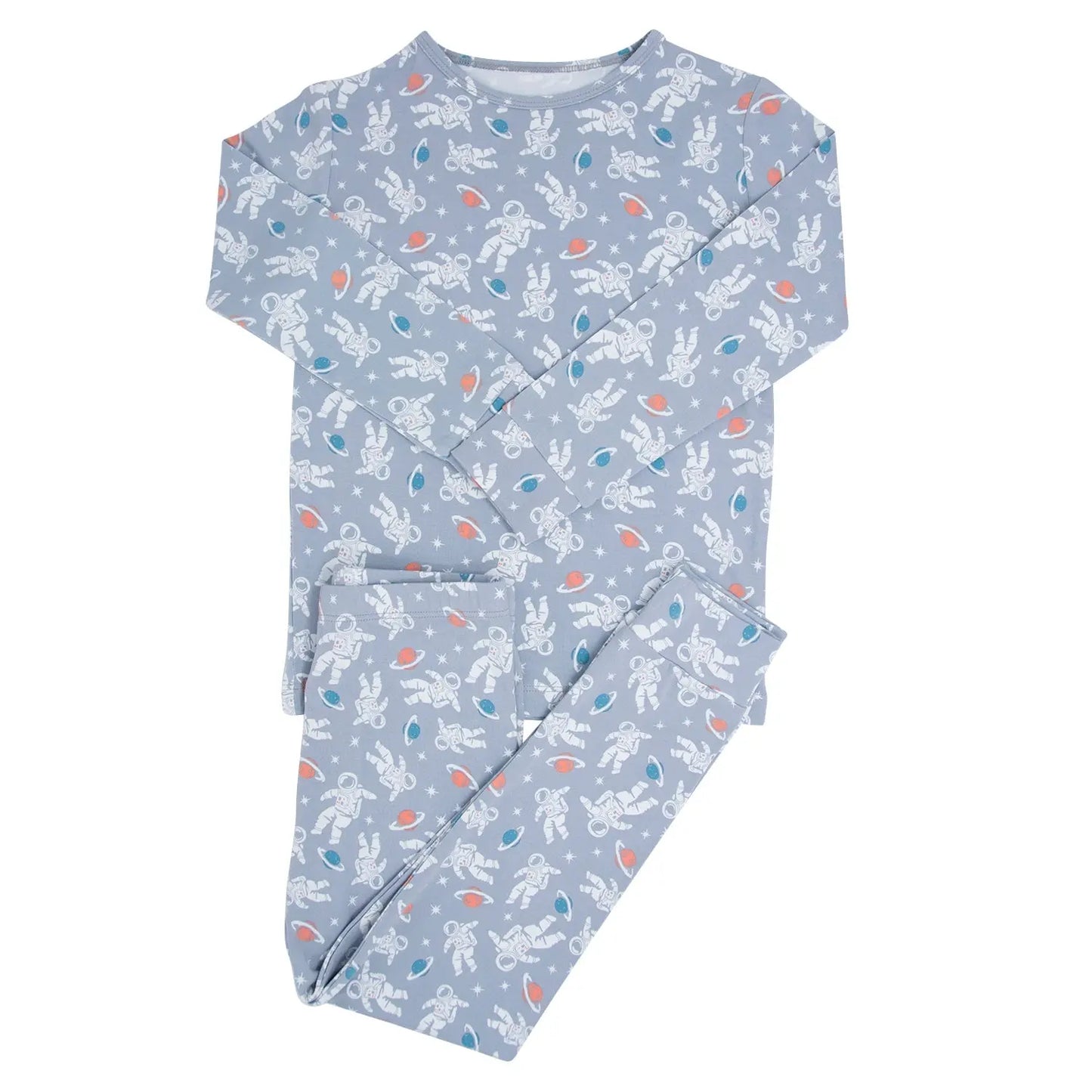 Big Kid Pajama Comfortable Long Sleeve Top and Pant Set with Cuffed Legs and Elastic Waistband Sweet Bamboo