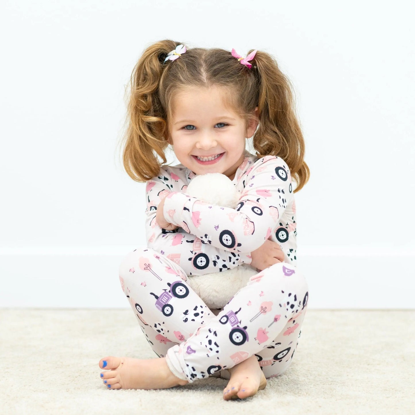 Tractors And Cows Pajama Set For Kids Comfortable Long Sleeve Top And Pants Sweet Bamboo