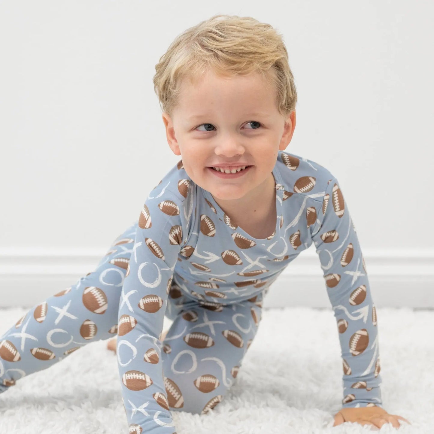 Big Kid Pajama Comfortable Long Sleeve Top and Pant Set Cuffed Legs Elastic Waistband Sweet Bamboo