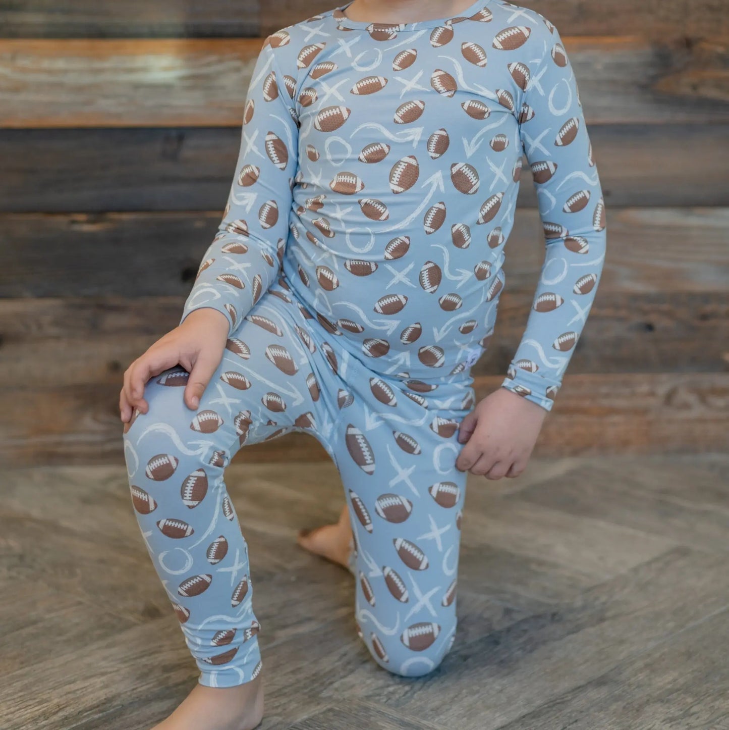 Big Kid Pajama Comfortable Long Sleeve Top and Pant Set Cuffed Legs Elastic Waistband Sweet Bamboo