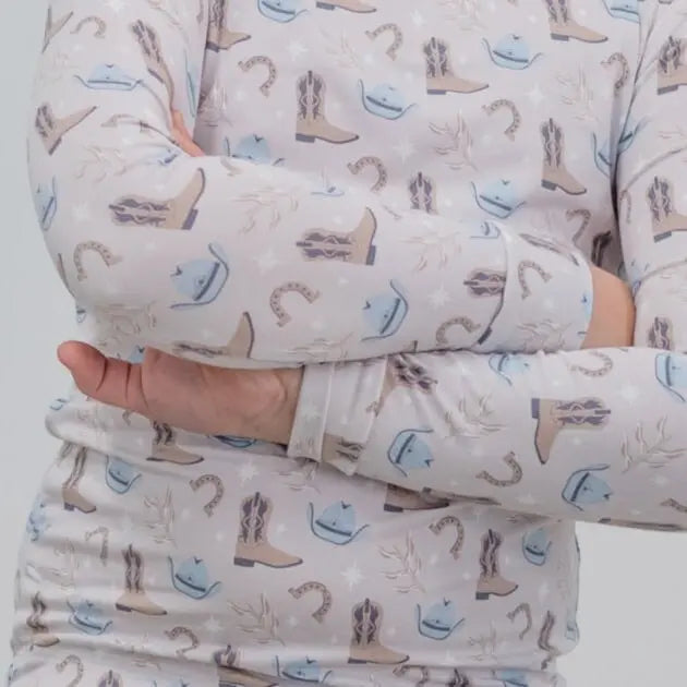 Big Kid Pajama Comfortable Long Sleeve Top and Long Pant Cuffed Legs Elastic Waistband Sweet Bamboo