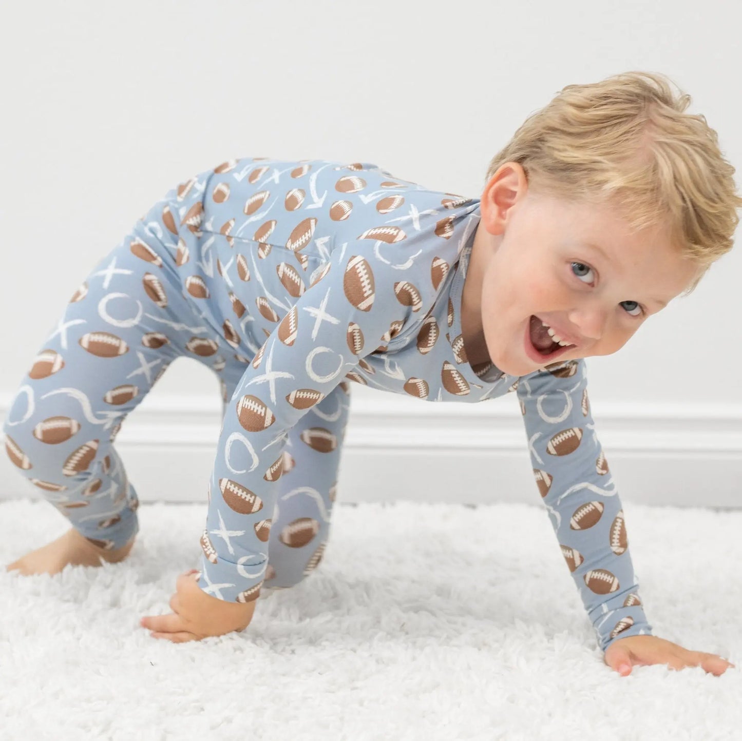 Big Kid Pajama Comfortable Long Sleeve Top and Pant Set Cuffed Legs Elastic Waistband Sweet Bamboo