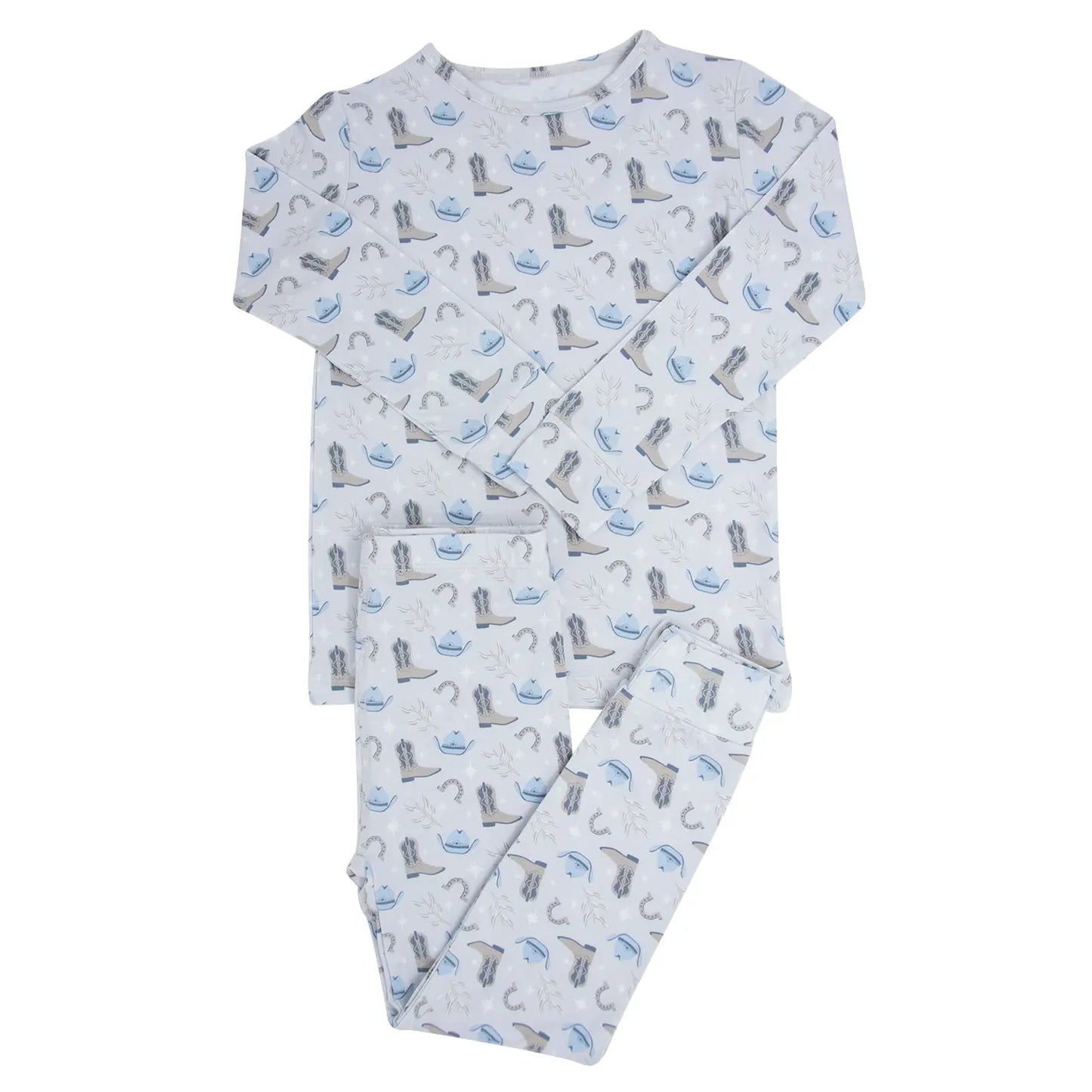 Big Kid Pajama Comfortable Long Sleeve Top and Long Pant Cuffed Legs Elastic Waistband Sweet Bamboo