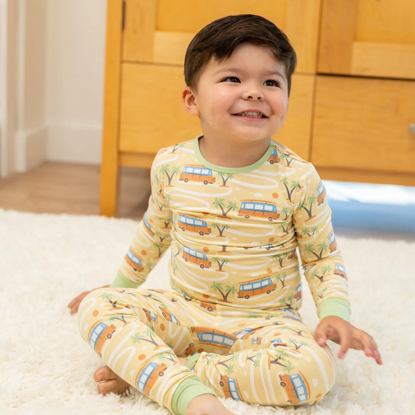 Big Kid Pajama Comfortable Long Sleeve Top and Long Pant with Cuffed Legs and Elastic Waistband Sweet Bamboo