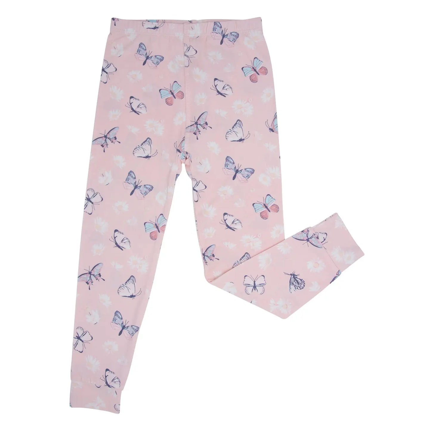 Pink Butterfly Daisy Bamboo Big Kid Pajama Set for Comfortable Sleep Sweet Bamboo