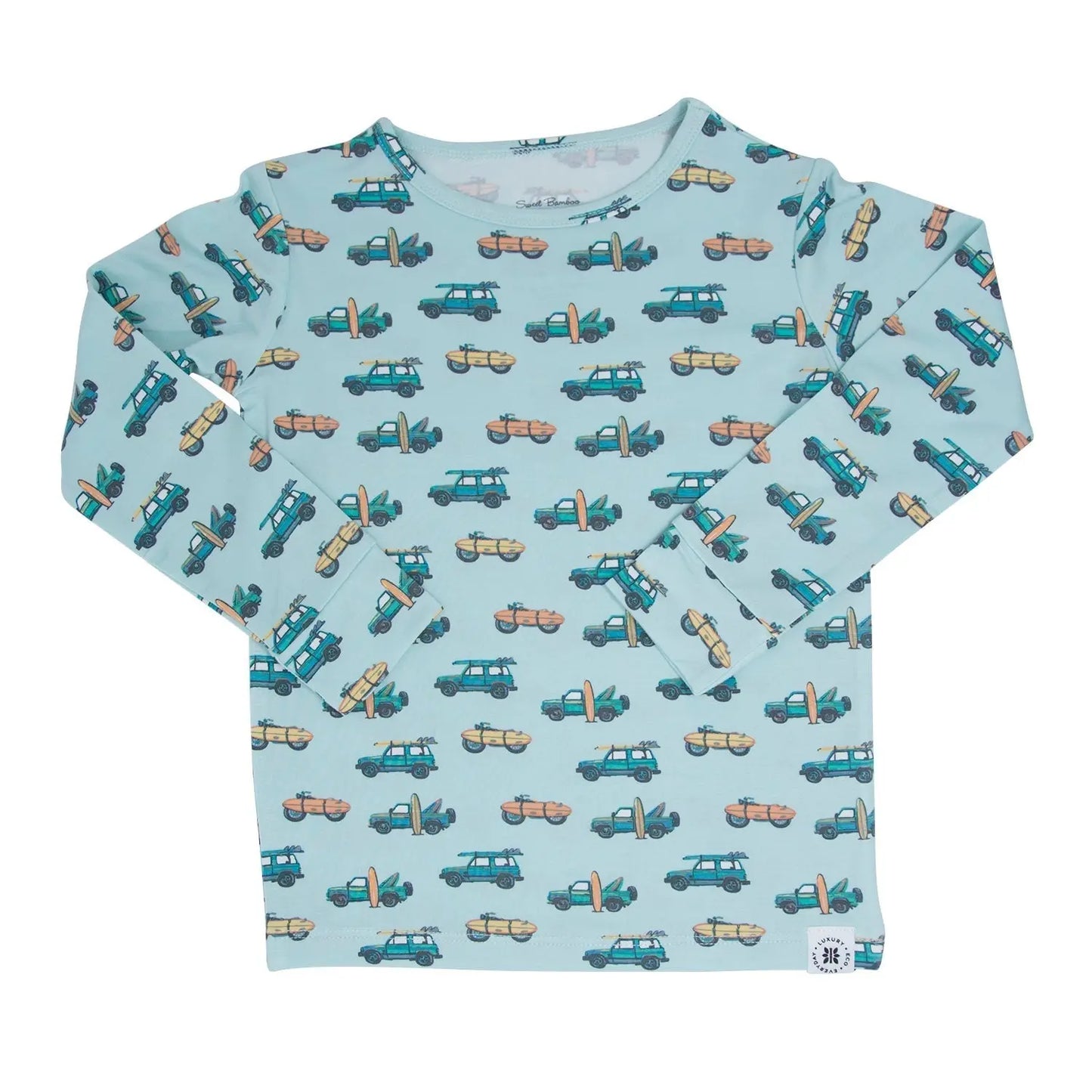 Surfing Beach Big Kid Pajama Long Sleeve Comfortable Sleepwear for Children Sweet Bamboo