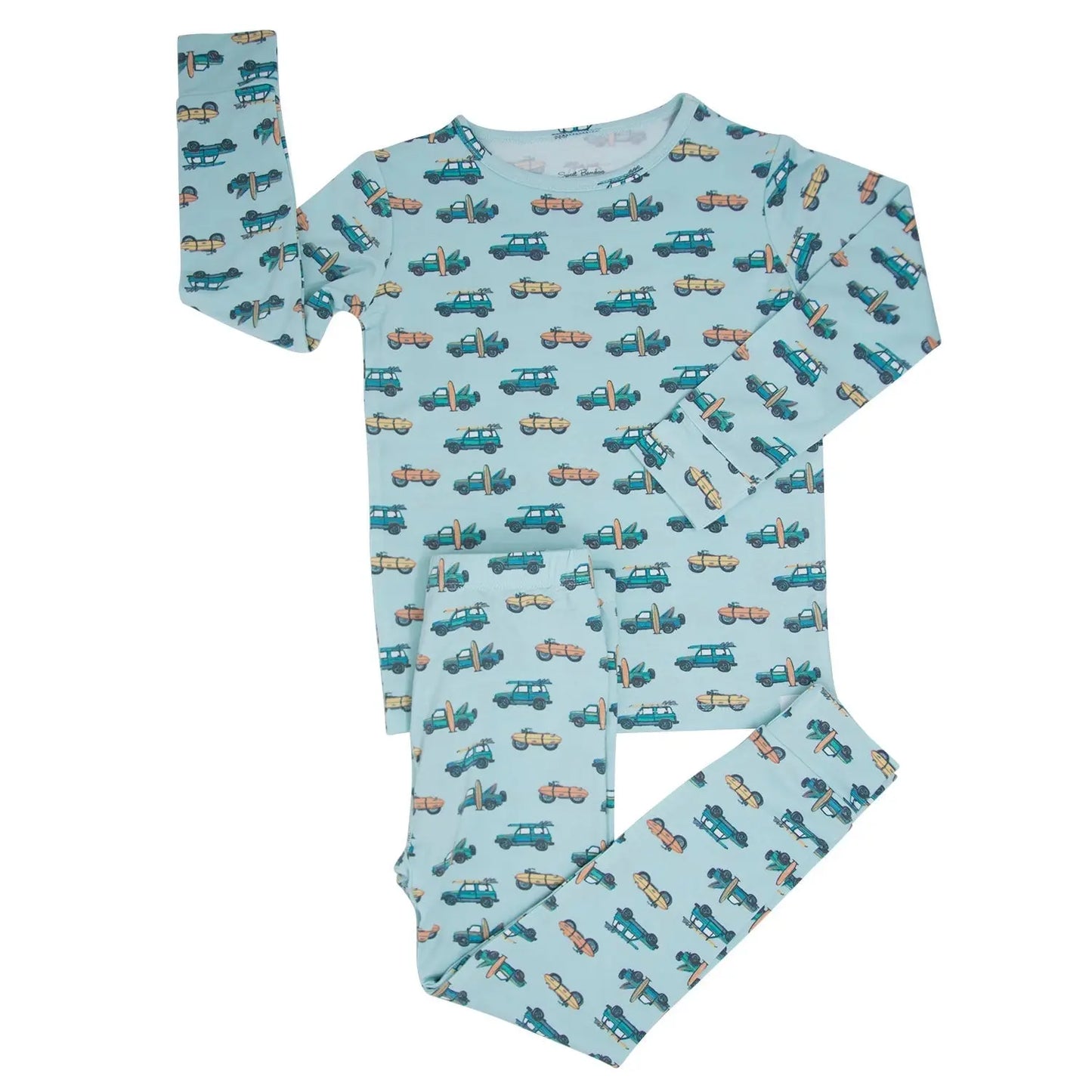 Surfing Beach Big Kid Pajama Long Sleeve Comfortable Sleepwear for Children Sweet Bamboo