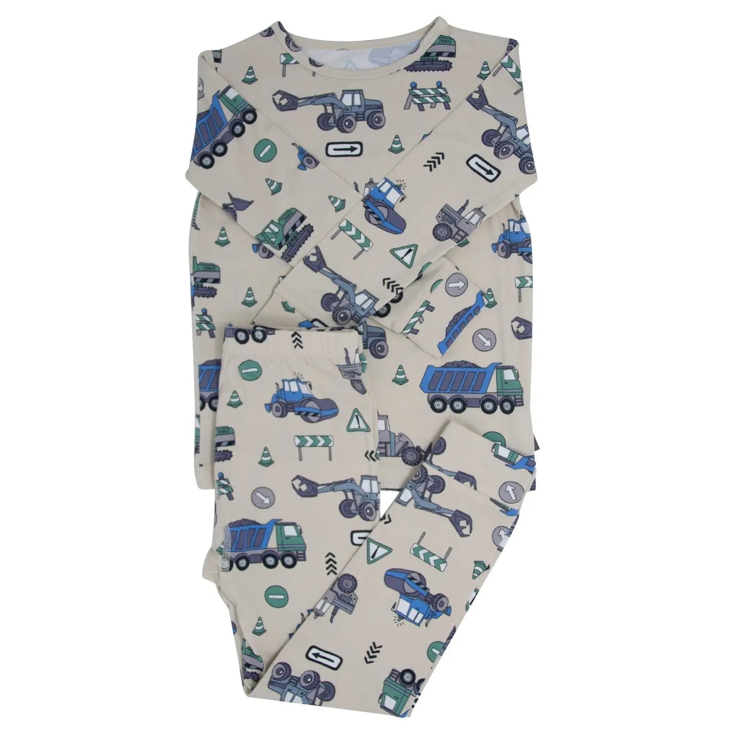 Trucks Diggers Construction Big Kid Pajama Set for Comfortable Bedtime Sweet Bamboo
