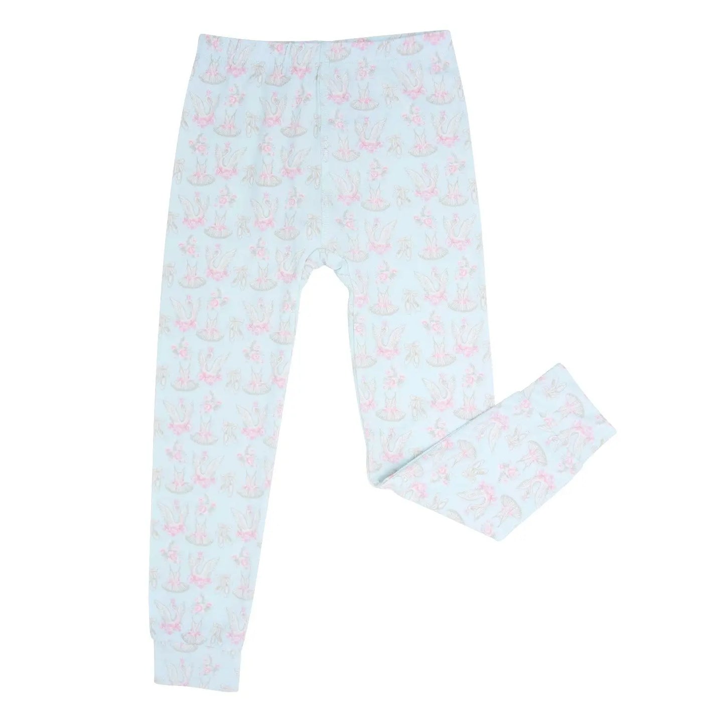 Swan Ballet Big Kid Pajama Set Comfortable Long Sleeve Top and Pants Sweet Bamboo