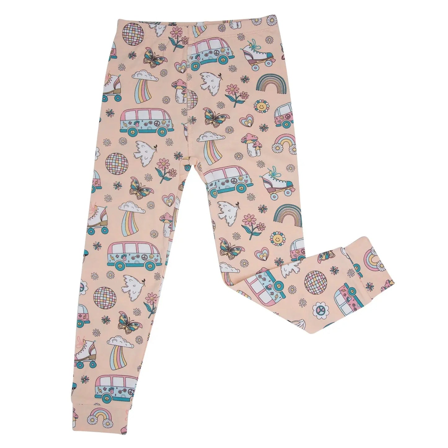 Retro Roller Skates Big Kid Pajama Set for Comfort and Fun Sweet Bamboo