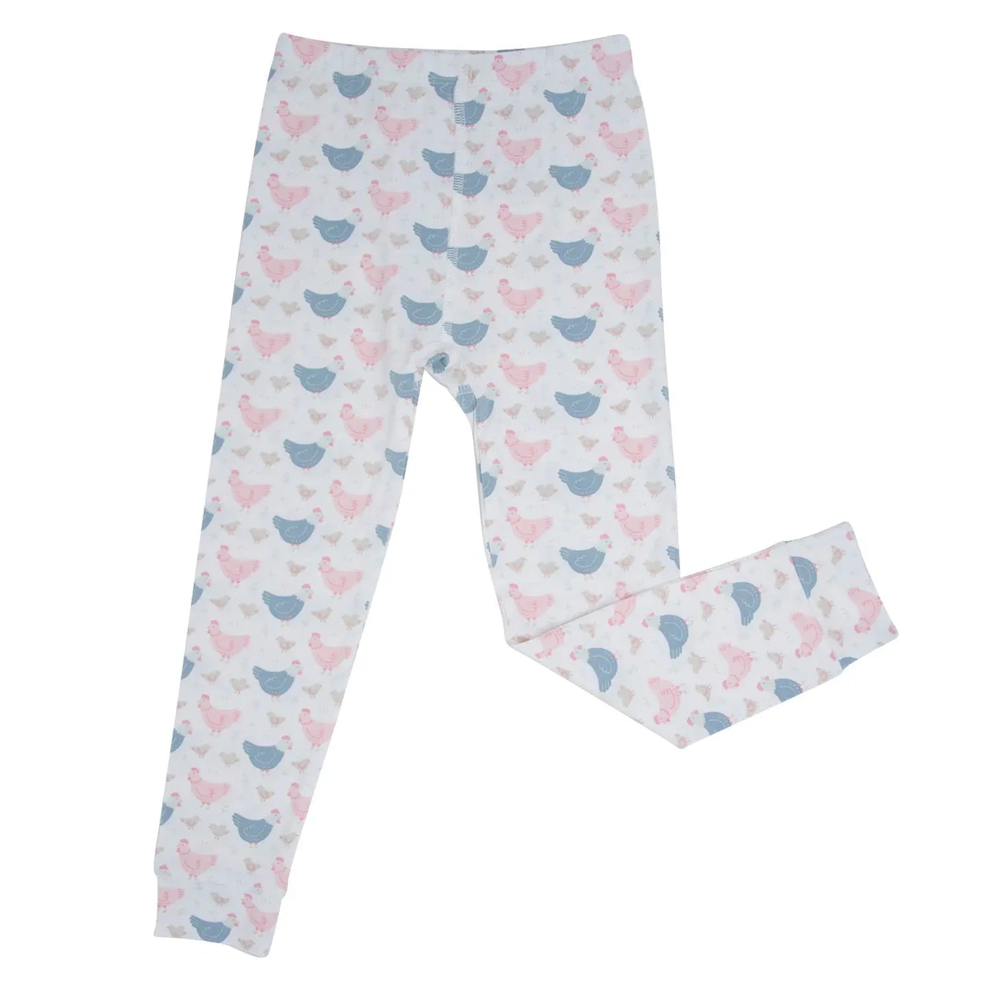 Pink Farm Hens Bamboo Big Kid Pajama Set for Comfortable Bedtime Sweet Bamboo
