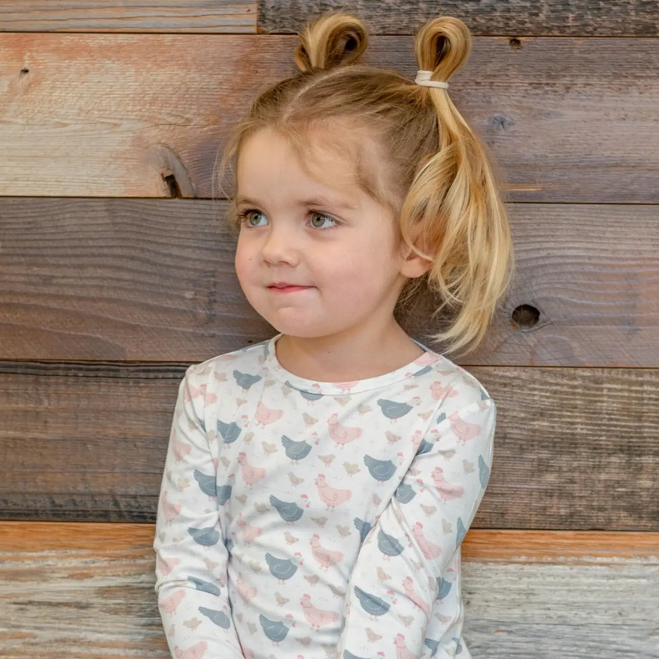 Pink Farm Hens Bamboo Big Kid Pajama Set for Comfortable Bedtime Sweet Bamboo