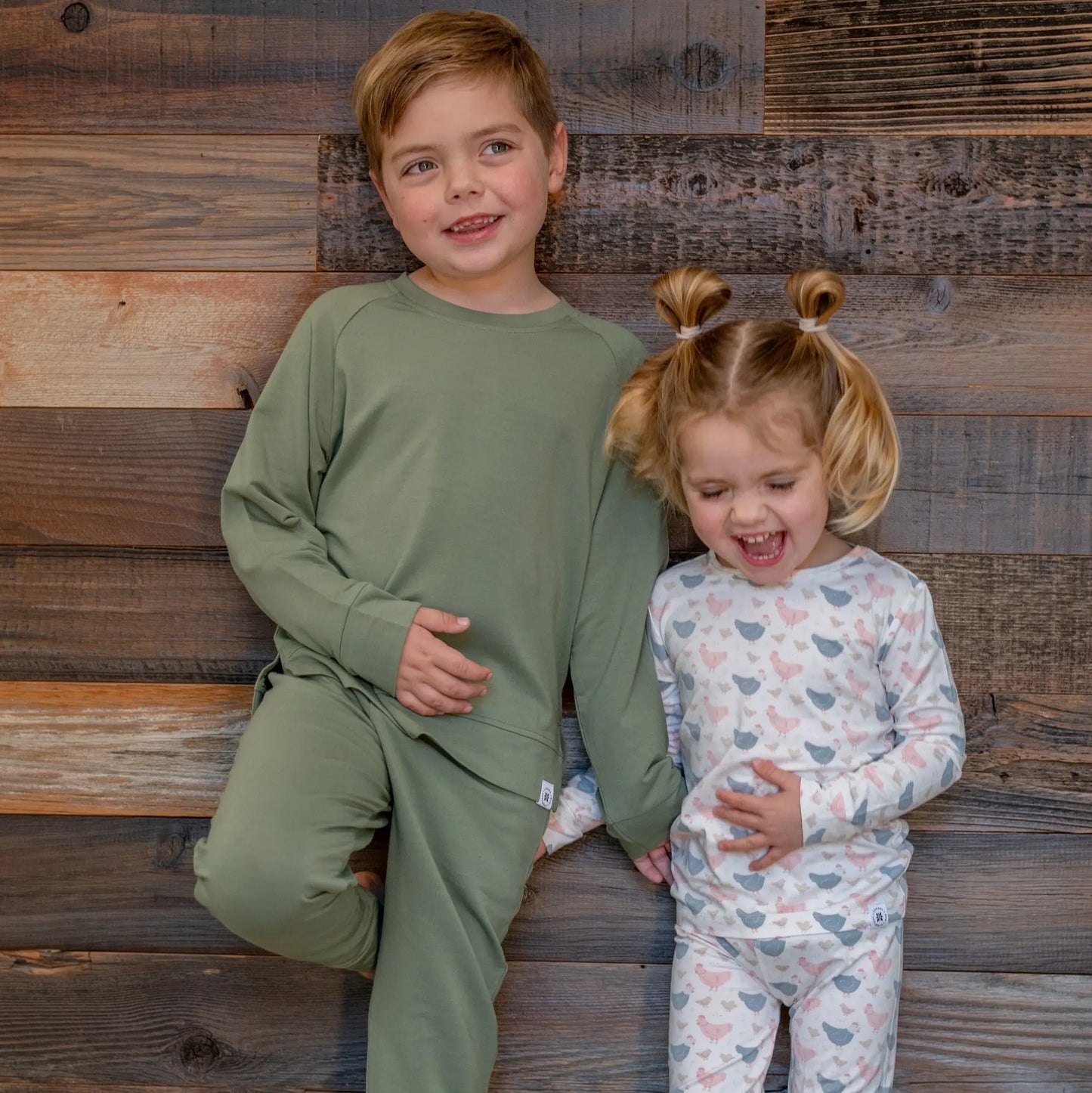 Pink Farm Hens Bamboo Big Kid Pajama Set for Comfortable Bedtime Sweet Bamboo