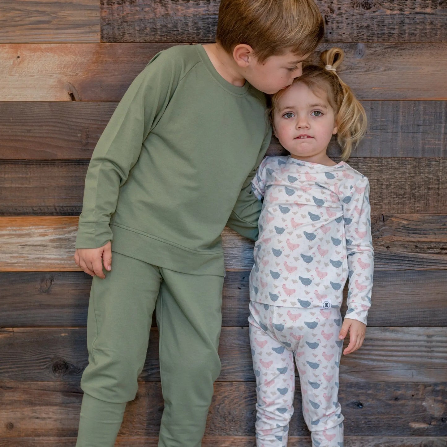 Pink Farm Hens Bamboo Big Kid Pajama Set for Comfortable Bedtime Sweet Bamboo
