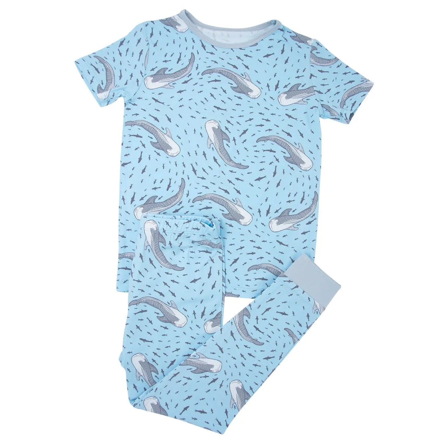 Big Kid Short Sleeve Pajama Set All Season Comfort Cuffed Legs Elastic Waistband Safe for Sensitive Skin Sweet Bamboo