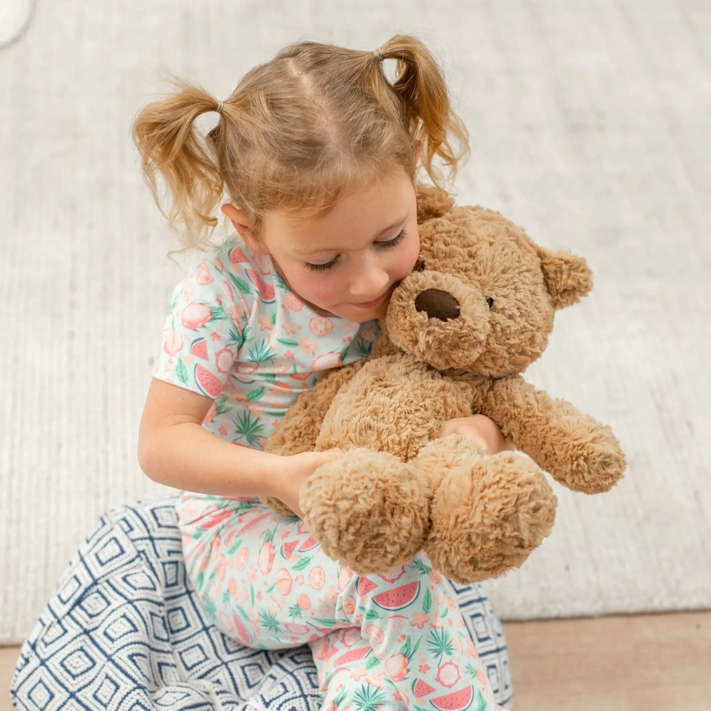 Big Kid Short Sleeve Pajama Set All Season Comfort Cuffed Legs Elastic Waistband Safe for Sensitive Skin Sweet Bamboo