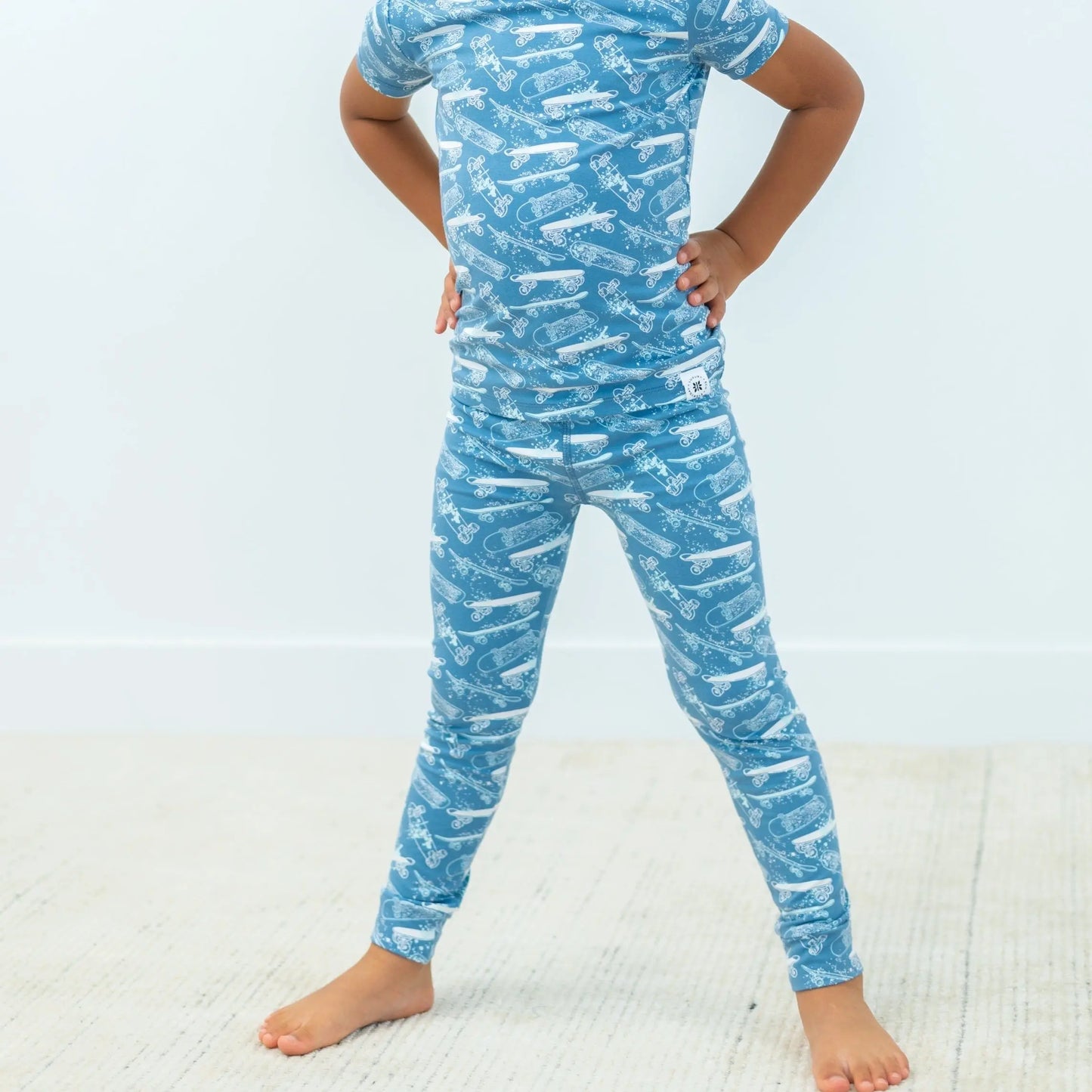 Big Kid Short Sleeve Pajama Set All Season Comfort Cuffed Legs Elastic Waistband Safe for Sensitive Skin Sweet Bamboo