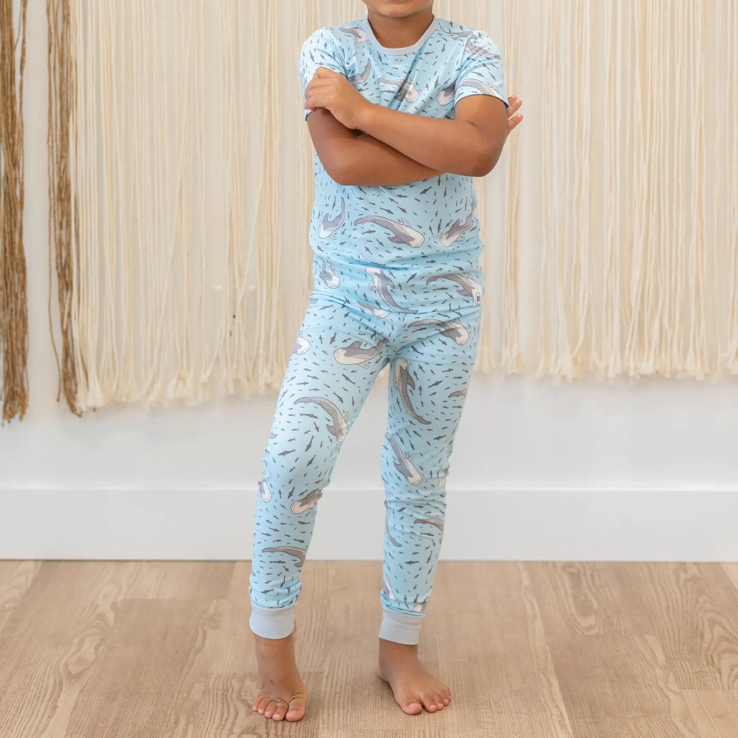 Big Kid Short Sleeve Pajama Set All Season Comfort Cuffed Legs Elastic Waistband Safe for Sensitive Skin Sweet Bamboo