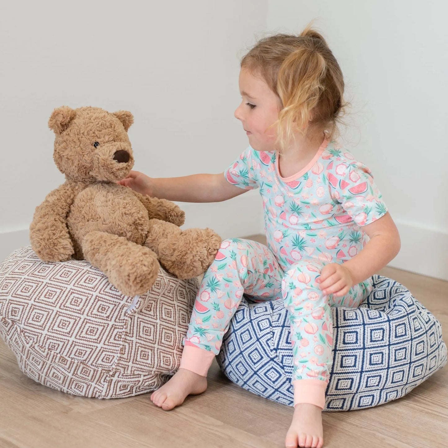 Big Kid Short Sleeve Pajama Set All Season Comfort Cuffed Legs Elastic Waistband Safe for Sensitive Skin Sweet Bamboo