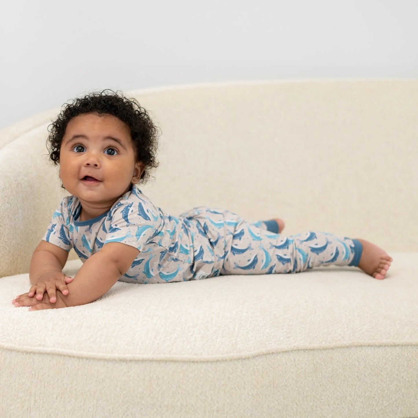 Big Kid Short Sleeve Pajama Set All Season Comfortable Cuffed Pants for Kids Sweet Bamboo