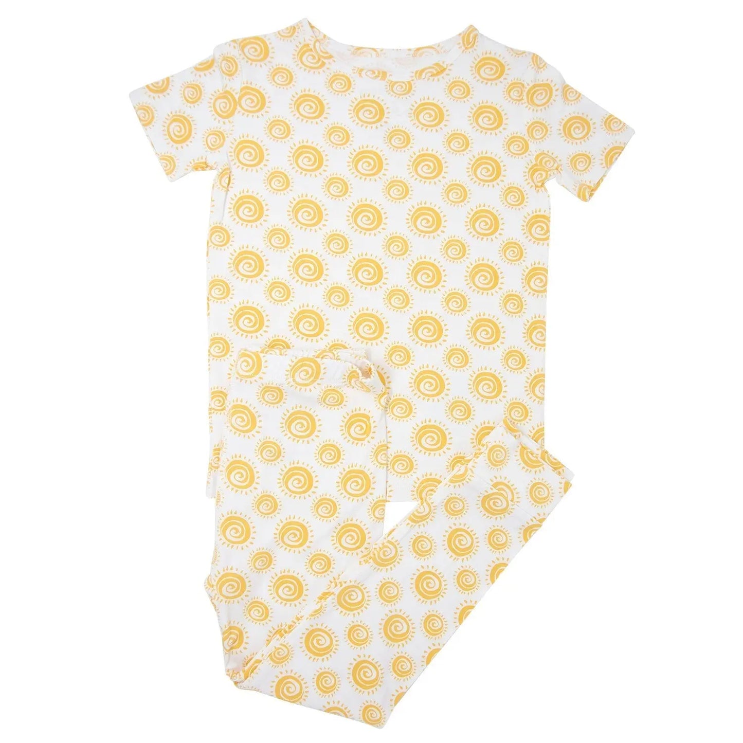 Big Kid Short Sleeve Pajama Set All Season Comfort Cuffed Pants Sweet Bamboo