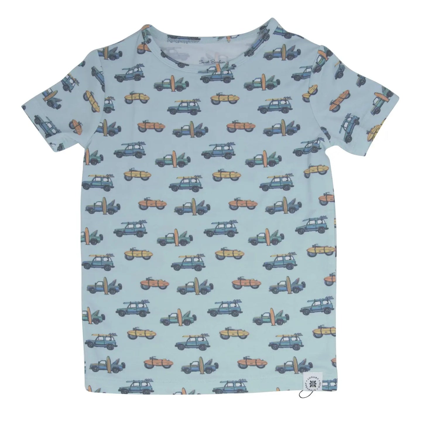 Surfing Beach Big Kid Pajama Set Short Sleeve All Season Comfort Sweet Bamboo