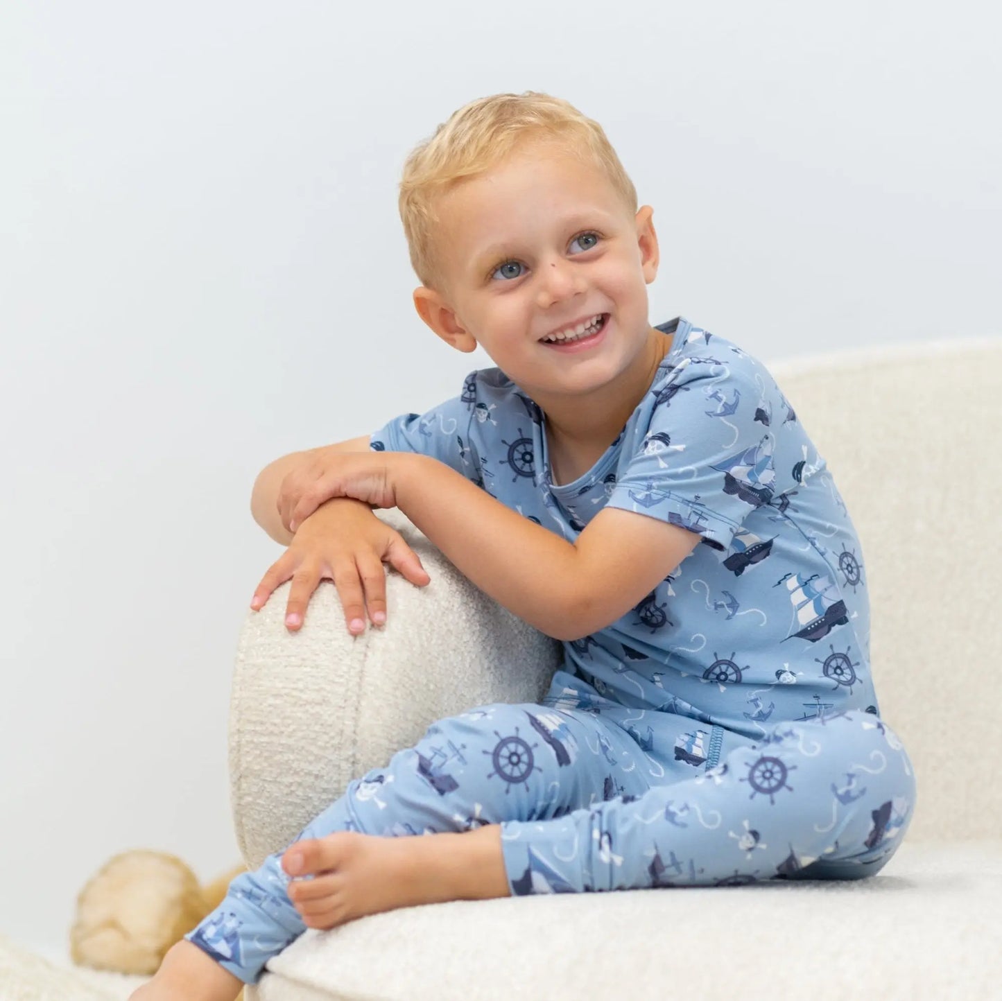 Pirate Ships Big Kid Short Sleeve Pajama Set All Season Apparel Sweet Bamboo