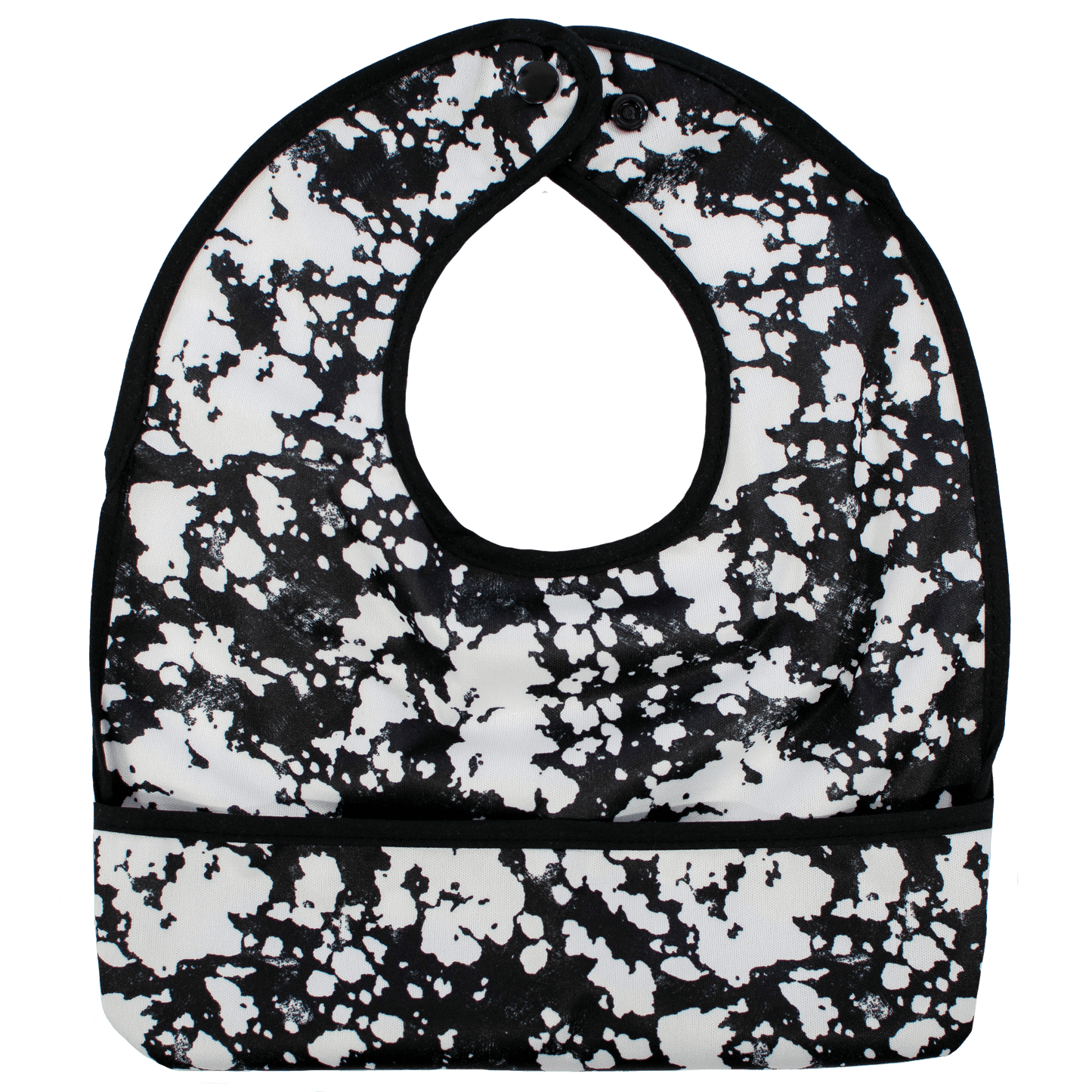 Black Acid Wash Flip Bib With Pocket For Food And Drool Machine Washable Texas Tushies