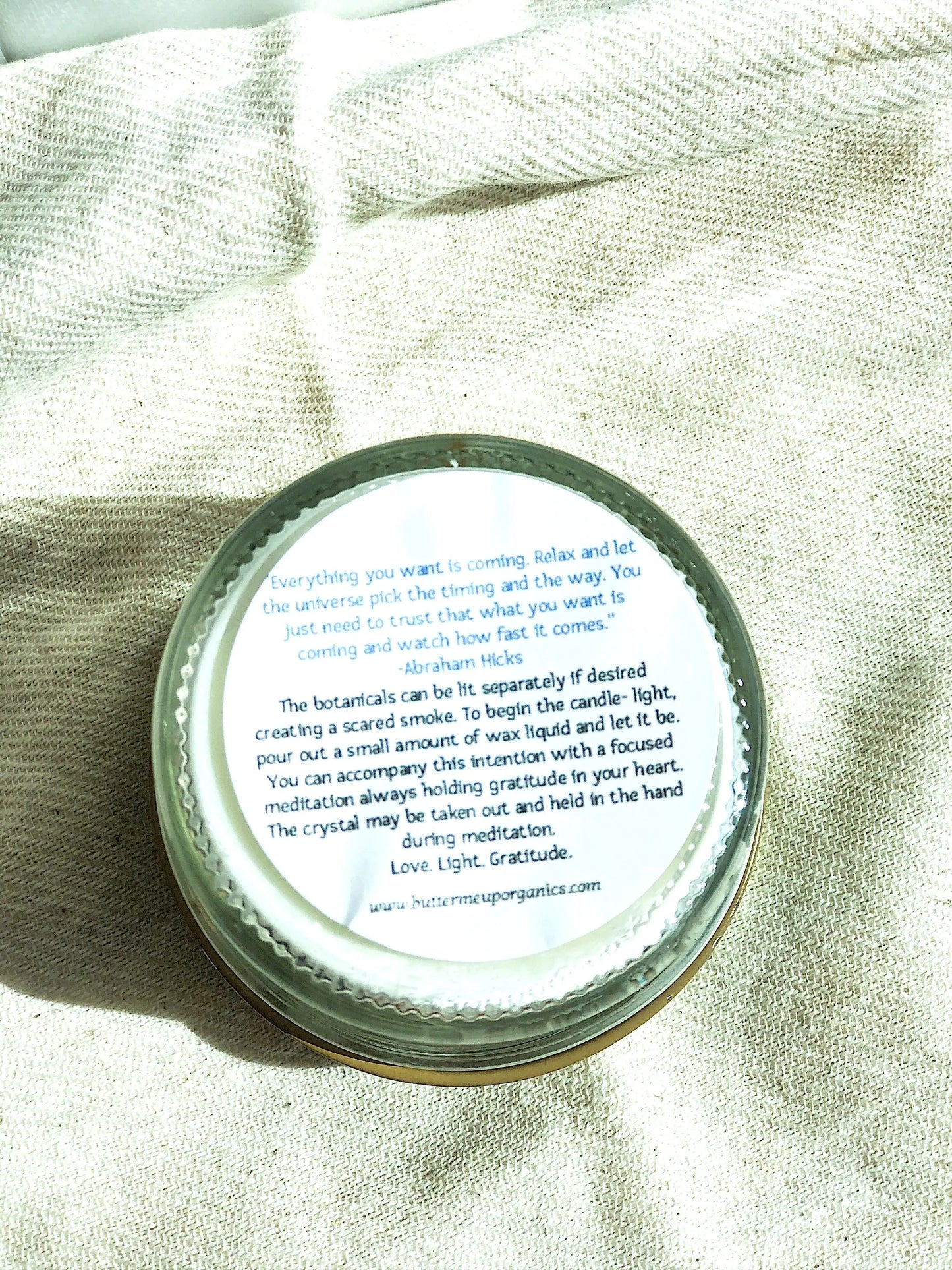 Blessings Candle Good Luck Intention Candle Handpoured Soy Candle with Crystals Botanical Essential Oil Candle Butter Me Up Organics