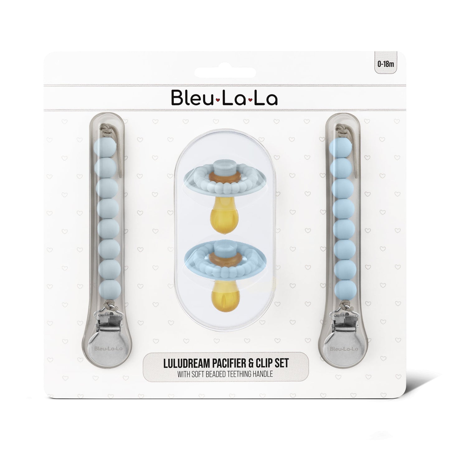 Luladream Pacifier and Clip Set with Teething Handle and Modern Design Bleu La La