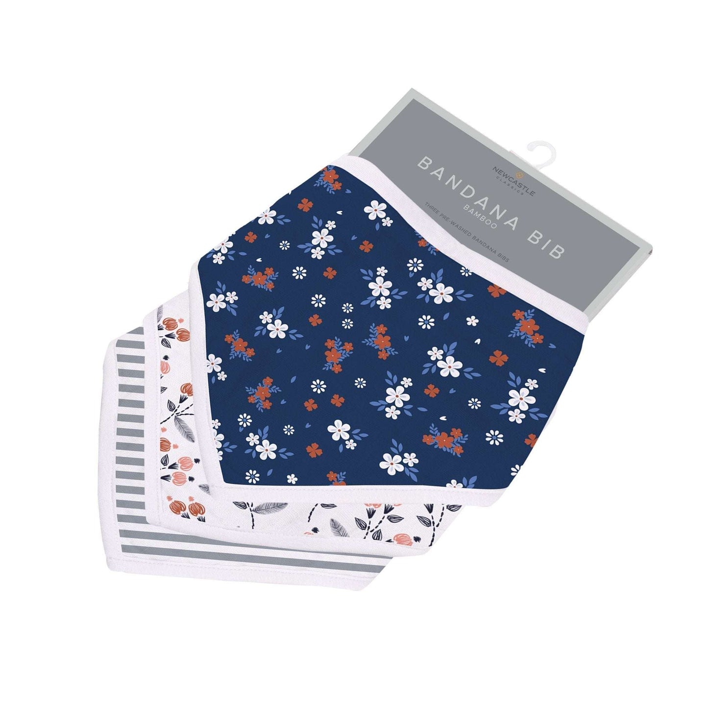 Blooms Bamboo Bandana Bibs 3 Pack Soft Absorbent Natural Muslin for Feeding and Teething Newcastle Classics