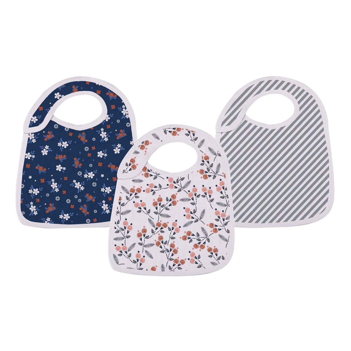 Blooms Floral Snap Bib Set of 3 Made of 100 Percent Natural Bamboo Muslin Newcastle Classics