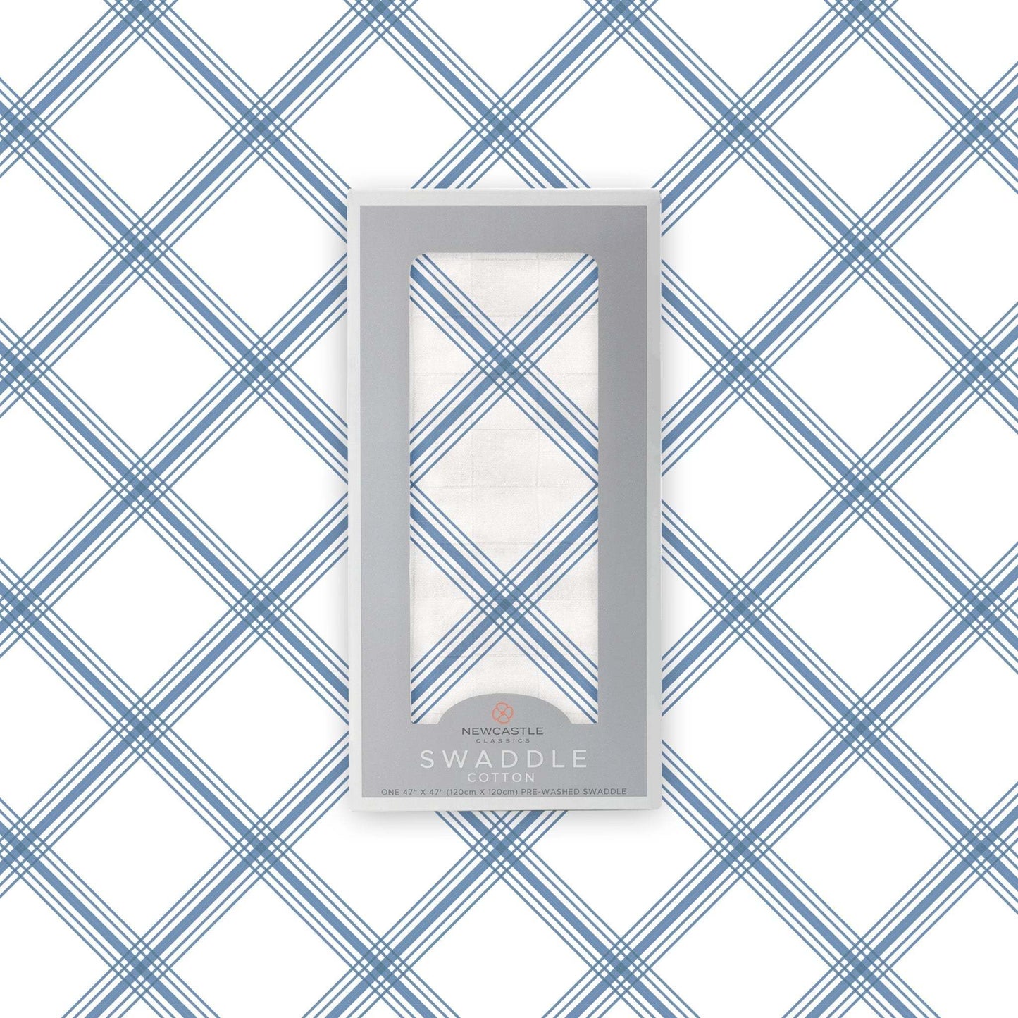 Blue Buffalo Check Plaid Swaddle Soft Breathable 100 Percent Natural Cotton Muslin Newcastle Classics