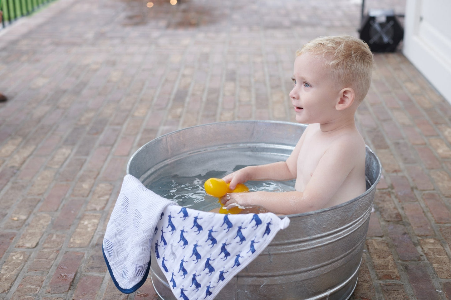 Blue Deer Cotton Washcloth Set 3 Pack Plush Bath Time Essentials for Kids Newcastle Classics