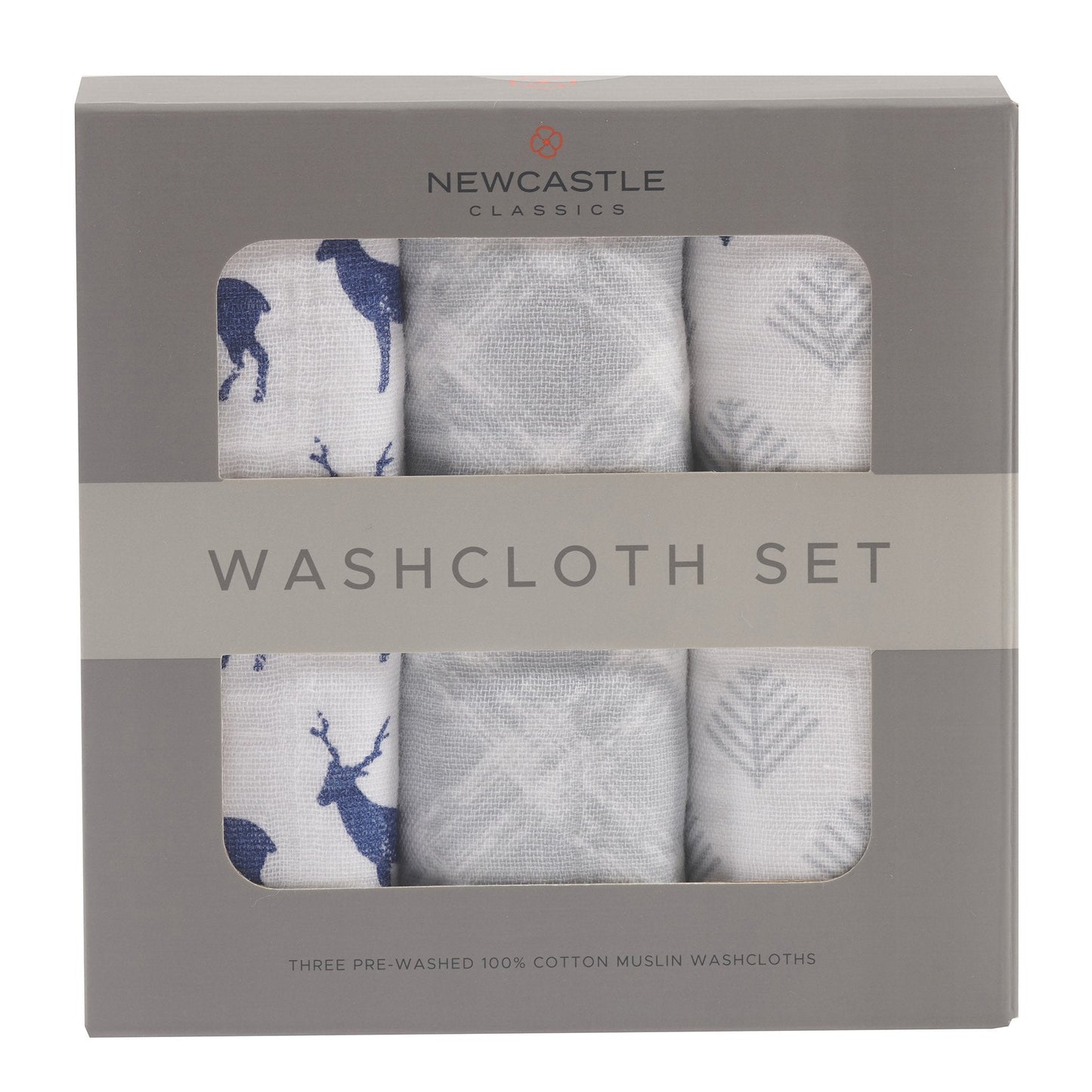 Blue Deer Cotton Washcloth Set 3 Pack Plush Bath Time Essentials for Kids Newcastle Classics