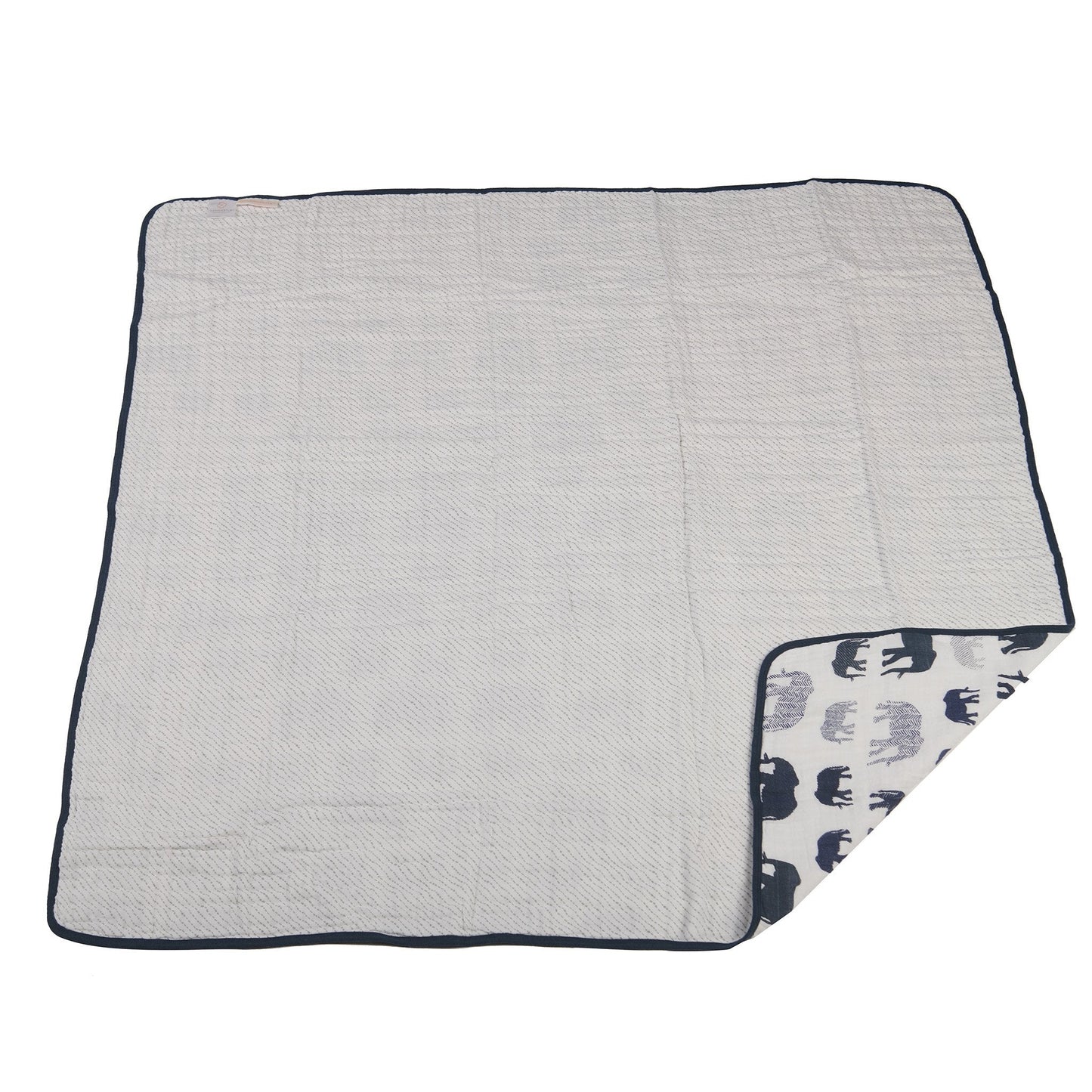 Blue Elephant and Spotted Wave Cotton Muslin Newcastle Blanket for Kids Newcastle Classics