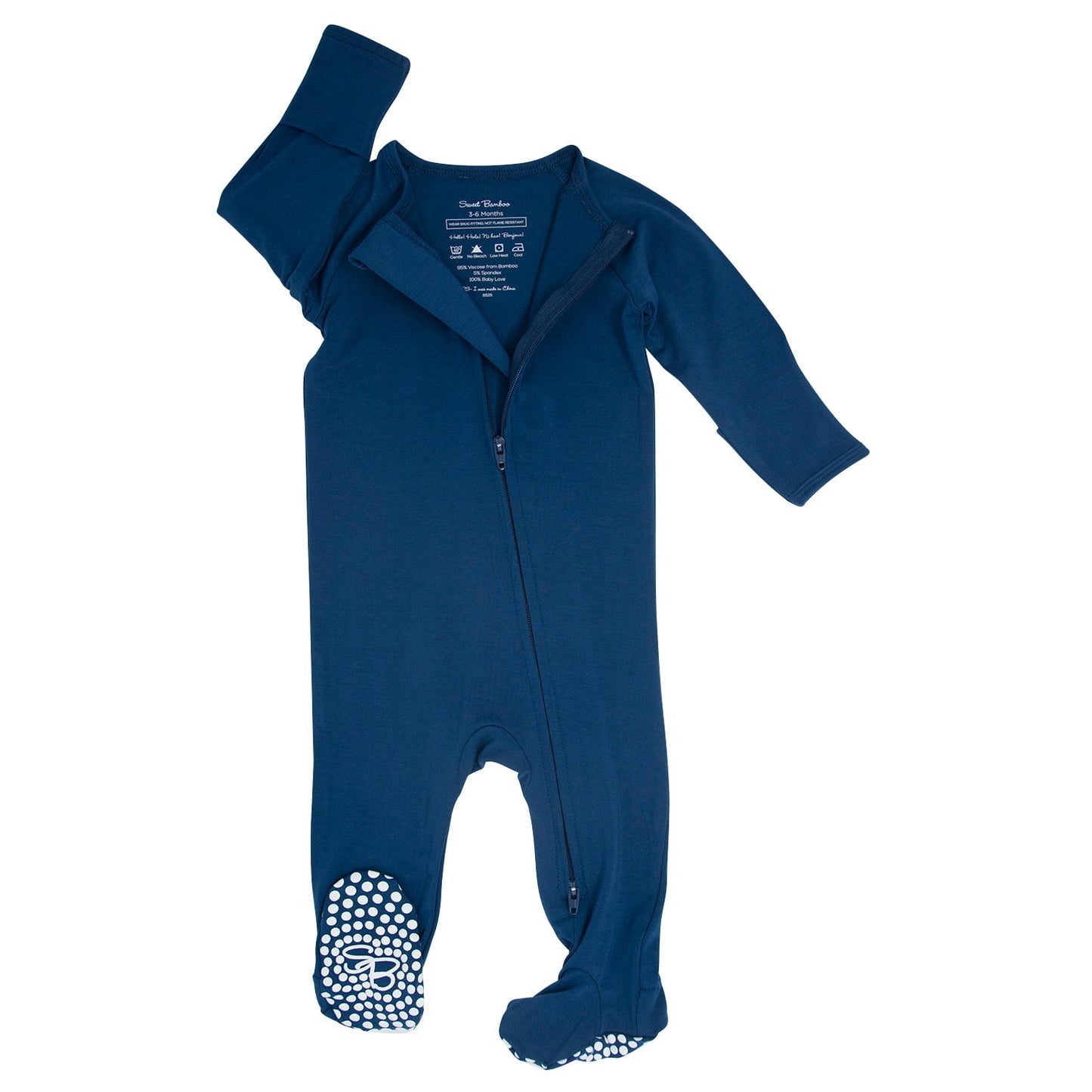Blue Titan Zipper Footie With Silicone Grips For Changes Sweet Bamboo Everetts Place: Online Boutique