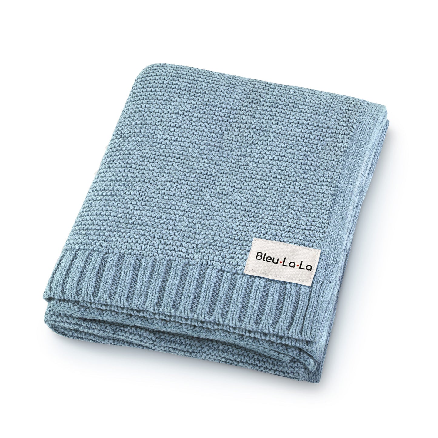 Heritage Knit 100 Percent Organic Cotton Luxury Knit Baby Swaddle Blanket Bleu La La