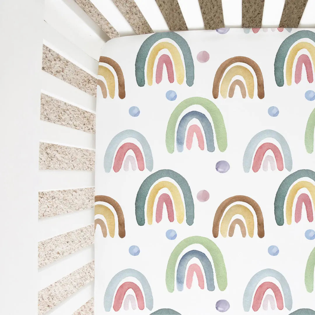 Fitted Crib Sheet - Blue Rainbow Honey Lemonade
