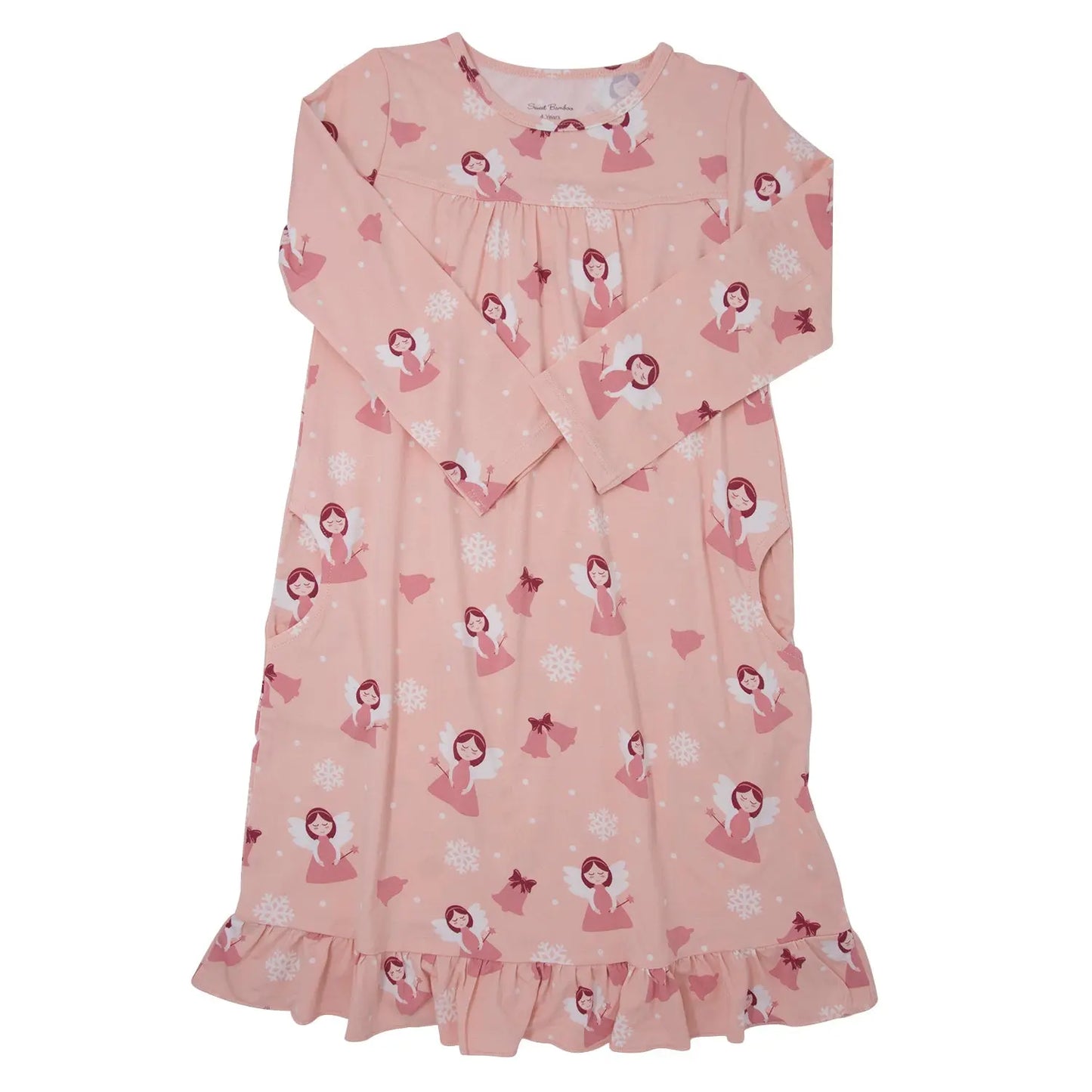 Boho Dress For Little Girls With Ruffles Long Sleeves And Double Sided Pockets Sweet Bamboo