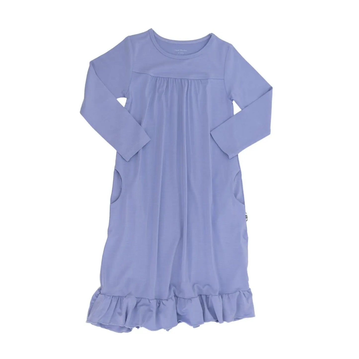 Boho Dress for Little Girls with Ruffles and Pockets Tea Length Long Sleeve Flexible Neckline Sweet Bamboo