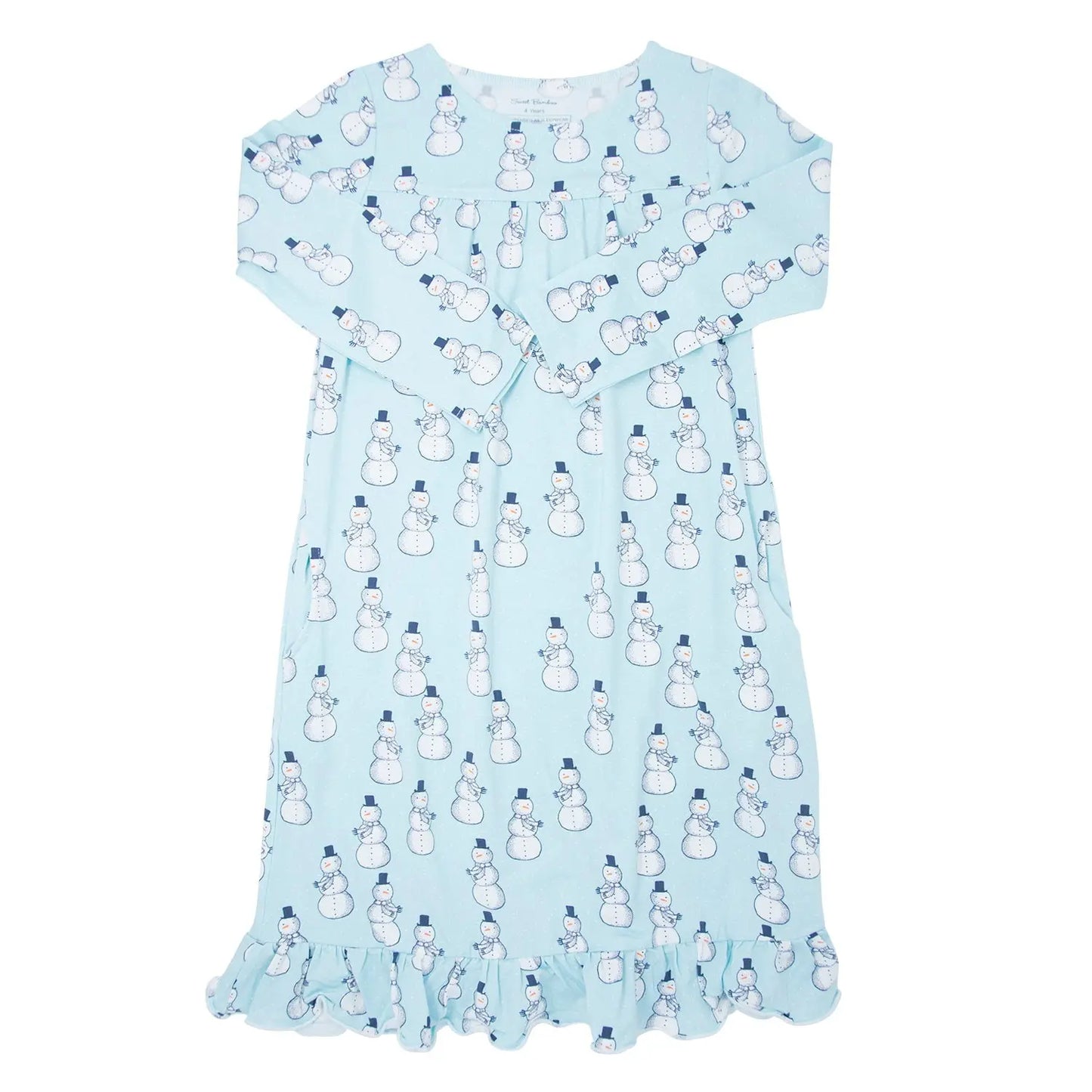 Boho Dress for Girls with Ruffles and Pockets Tea Length Long Sleeve Sweet Bamboo