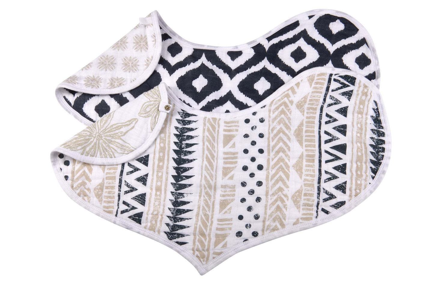 Boho Flower Heart Cotton Bibs 2 Pack for Feeding and Teething Newcastle Classics