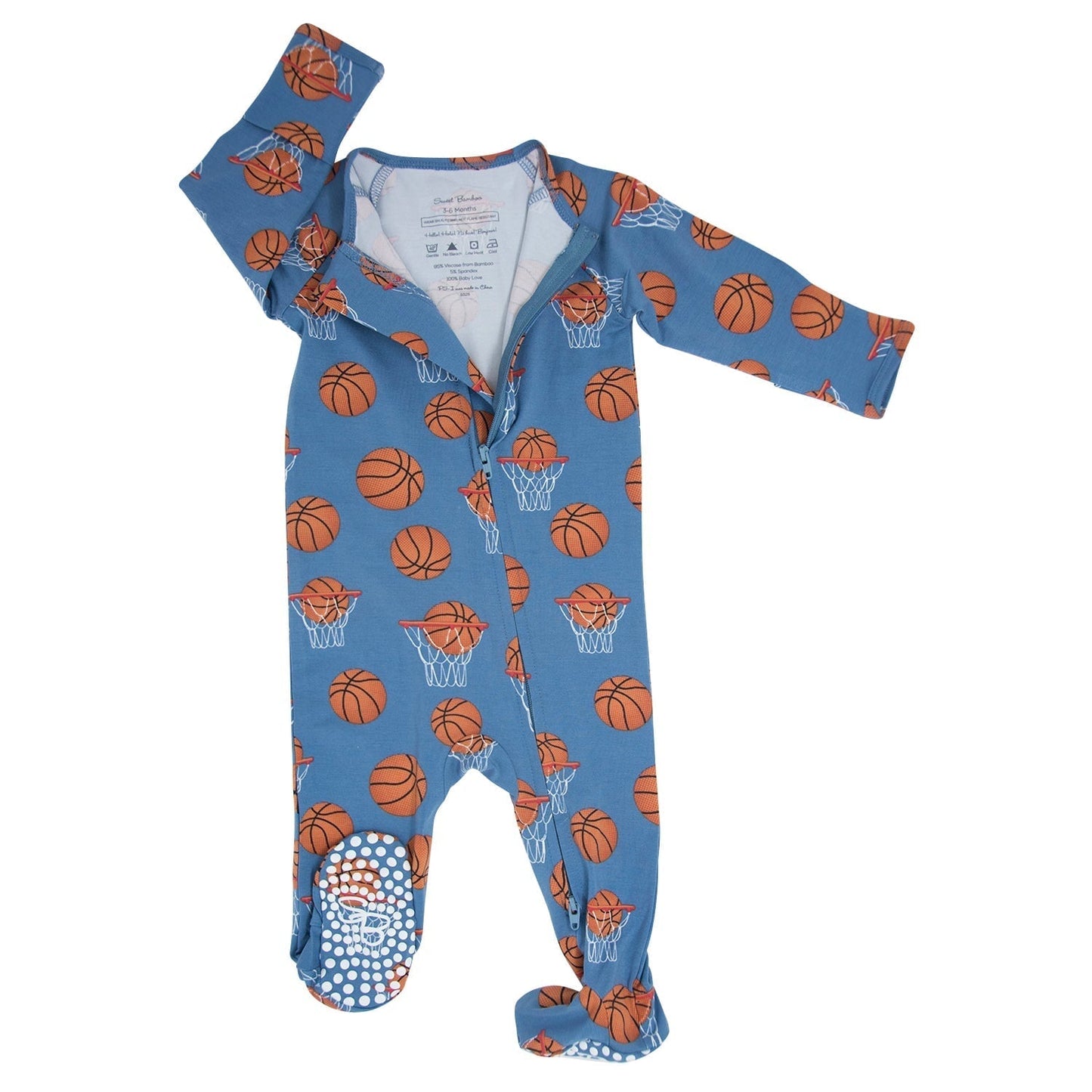 Sweet Bamboo Buckets Zipper Footie Basketball For Babies Sweet Bamboo Everetts Place: Online Boutique